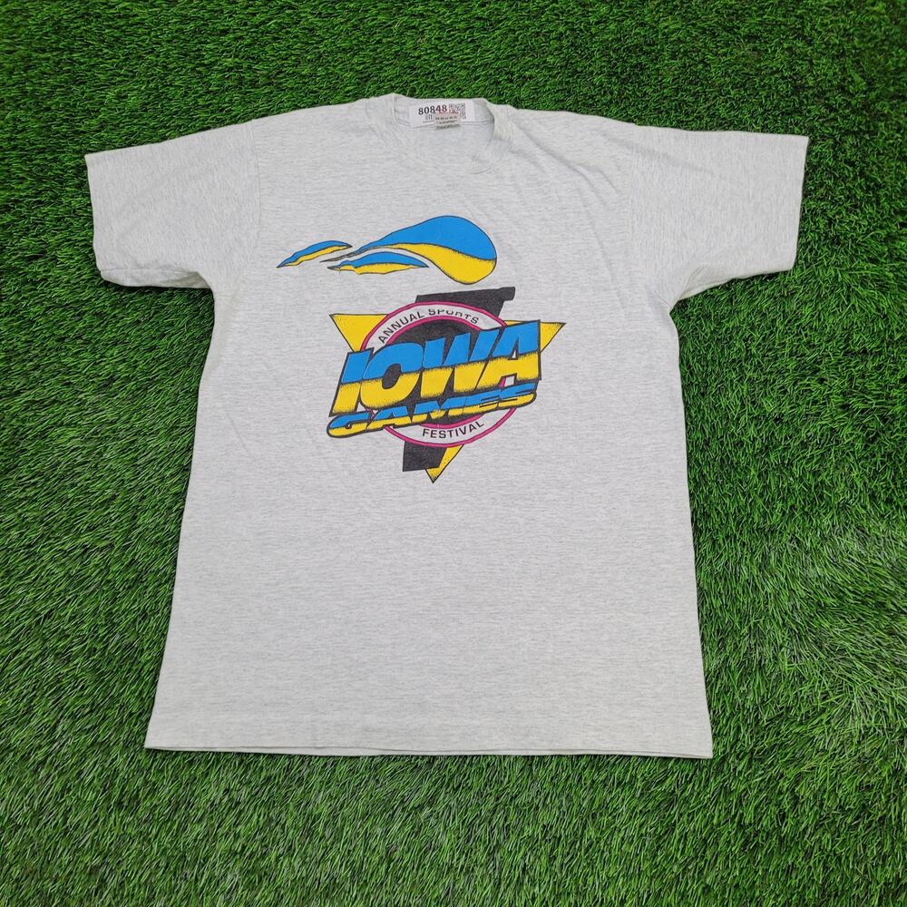 Vintage 90s IOWA Games Festival Shirt Womens Large 20x27 USA
